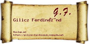 Gilicz Ferdinánd névjegykártya